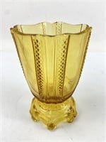 Vintage Yellow Depression Glass Footed Vessel