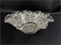 Vintage Ruffle Edge Pressed Glass Candy Dish