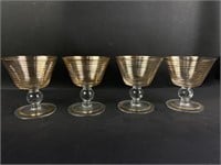 (4) Gold Striped Optic Cocktail Glasses