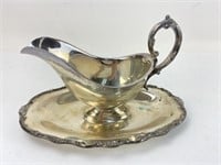 Vintage Silverplate Gravy Boat w/Attached