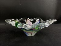 Murano Style Unique Rainbow Art Glass Bowl