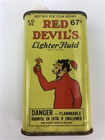 Vintage Empty Red Devil's Light Fluid Tin