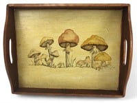 Vintage Mushrooms Handmade Serving Tray w/Handles