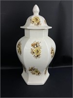 15" Beautiful Floral Lidded Jar / Urn