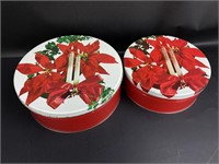 (2) Vintage Christmas Round Tins w/Lids