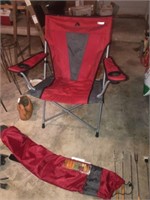 Red Folding Arm Camp Chair & Carry Bag