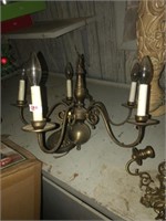 Vintage Light fixture & Wall Mt Brass Candle Stan