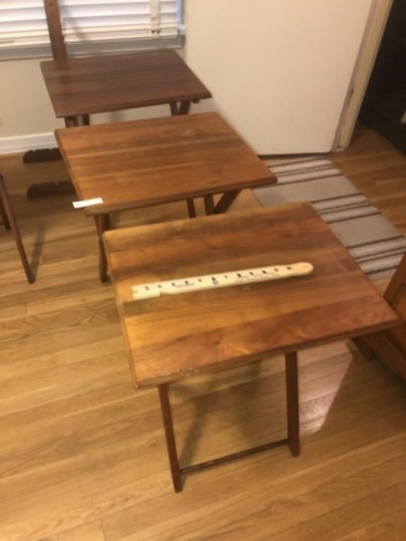 Wood Folding Tray Table Set & Caddy