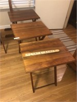 Wood Folding Tray Table Set & Caddy