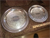 (2) SP & Lace Trimmed Serving Trays