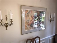 Pr of Nice Brass Sconces + Picture