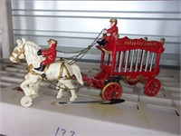 large heavy cast wagon and horses