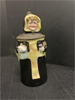 Vtg lidded character beer stein, approx 7in tall