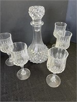 Cristal D’Arques Longchamp decanter, 5 glasses