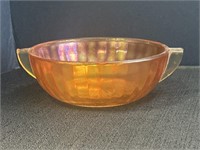 Carnival glass, marigold iridescent 2 handled bowl