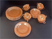 Fire King Peach Luster-ware plates & cups/saucers
