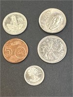 (5) foreign coins, money, tokens