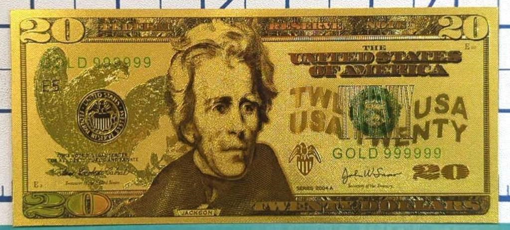 24K gold plated US banknote $20