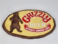 VINTAGE GRIZZLY BEER PLASTIC ADVERTISING SIGN