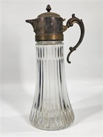 LARGE SILVER PLATED & GLASS PITCHER