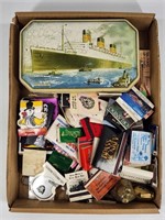 ASSORTED LOT OF ADVERTISING MATCHES & TIN