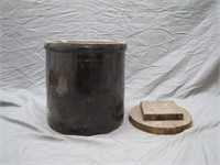 Vintage Stoneware Sauerkraut Crock W/Wooden Insert