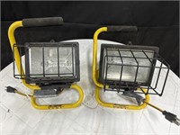 (2) Halogen metal cage work lights