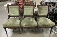 (3) Upholstered Victorian Eastlake Side Chairs