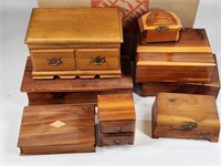 LARGE GROUPING OF VINTAGE WOOD BOXES CEDAR BOXES