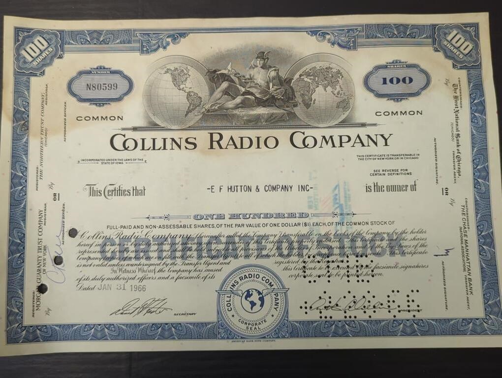 Collins radio company stock