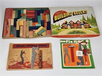 AMERICAN MADE BUILDING BLOCKS AND 2) TOOL SETS