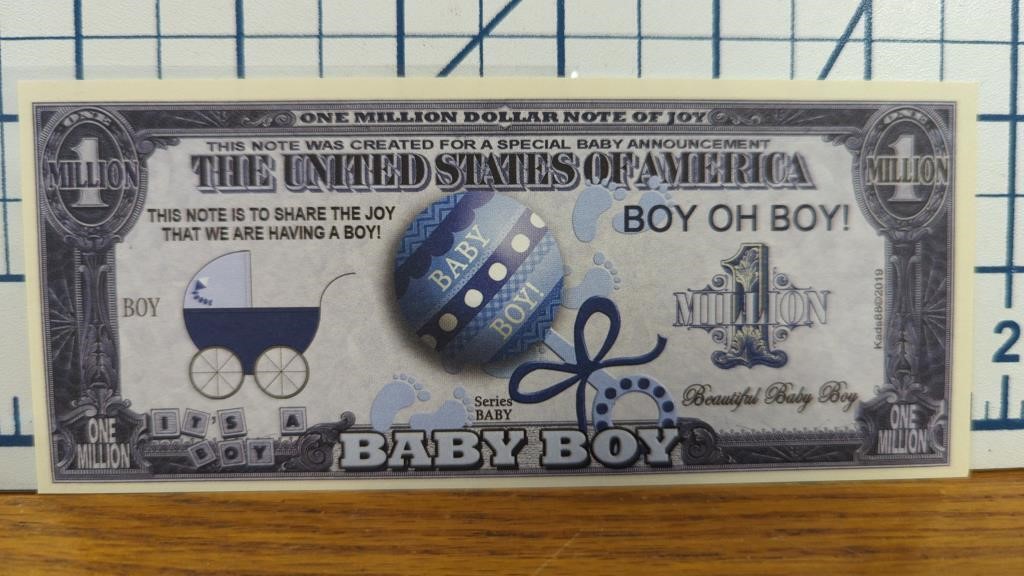 Baby boy million-dollar bank note