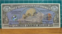 Climate change million dollar bank note