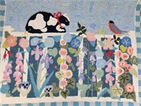 1994 CLAIRE MURRAY CAT HOOKED RUG
