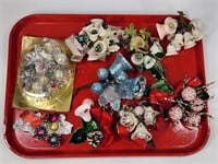 ASSORTED LOT OF VINTAGE CHRISTMAS CORSAGE ORNAMENS