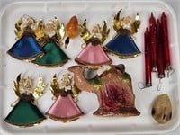 VINTAGE ANGEL ORNAMENTS, RED ORNAMENTS, CAMEL, SWA