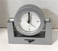 small clock certified silver battery powered
