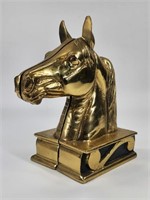 NICE PAIR OF BRASS HORSE HEAD BOOKENDS