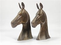 PAIR OF VINTAGE BRASS HORSE HEAD BOOKENDS