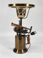 ANTIQUE BRASS TORCH TURNED LAMP