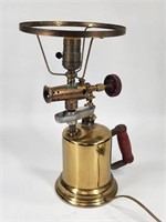 ANTIQUE BRASS TORCH TURNED LAMP