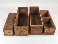 4) ANTIQUE WOOD CHEESE BOXES