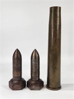3) MILITARY ARTILLERY SHELLS - 1942 WWII