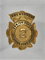 TREASURER JUNIOR FIRE CO. READING FIRE BADGE