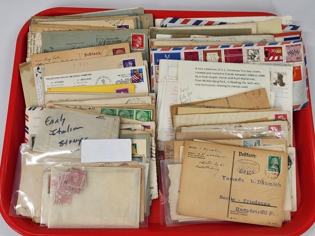 ASSORTED LOT OF US & FOREIGN USED STAMPS ENVELOPES