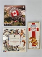 3) CANADIAN & BRITISH COMMEMORATIVE COIN 2) SILVER