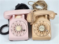 VINTAGE PINK & TAN ROTARY DIAL TELEPHONES