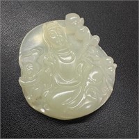 White "Mutton Fat" Jade Guanyin Pendant