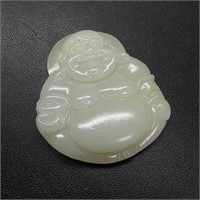 White "Mutton Fat" Jade Buddha Pendant