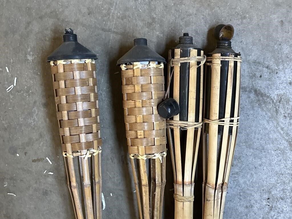 4 Wooden Tiki Torches